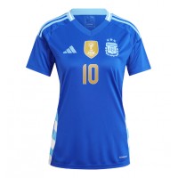 Camiseta Argentina Lionel Messi #10 Segunda Equipación Replica Copa America 2024 para mujer mangas cortas
